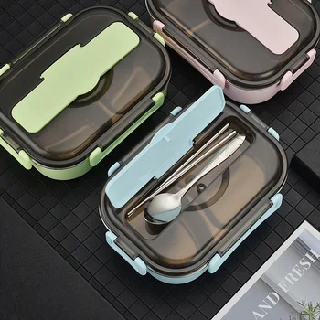 1Pc 1000ML Nehrdzavejúcej Ocele Lunch Box s Riadu, 2 Rošty Prenosné Multifunkčné Hermetické Bento Box pre Deti Dospelých