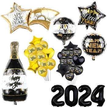 2024 Šťastný Nový Rok Party Balóny Veselé Vianočné Party Dekor Fľaša Hélium Balóniky pre 2024 silvester Party Dodávky