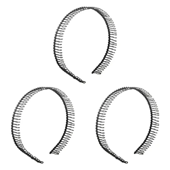 3X Kovové Zuby Hrebeňa Hairband Vlasy Hoop Čelenka Čierna Pre Ženy