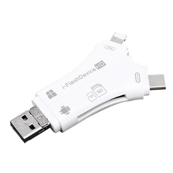 4 V 1 I Flash Disk USB Čítačku Pre Iphone 5 6 7 8 X 11 12 13 14 Pre Ipad, Android Fotoaparát SD TF Card Reader