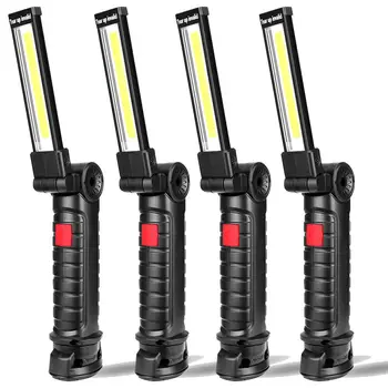 4PCS Prenosné COB LED Baterka USB Nabíjateľné Pracovné Svetlo Magnetické Lanterna Visí Lampa s vstavanú Batériu, Camping Horák