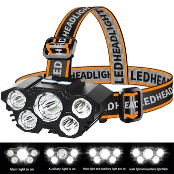 5 Led Reflektor Super Svetlé Hlava-montáž Silnú Baterku, Usb Nabíjateľné vstavanú Batériu Vonkajšie Nabíjateľná Nočný Rybolov