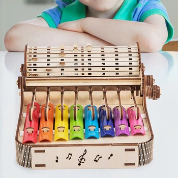 8-Tón Xylophone Klavír DIY Kit 8-Poznámka Farebné Xylophone Ručne Kľukou Vinobranie Drevený Glockenspiel Súpravy Deti Bicie Nástroja