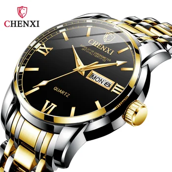 CHENXI 8211 Náramkové hodinky Pánske Luxusné Značky Quartz Analógové Muž Sledovať Kalendár Týždenný Nehrdzavejúcej Ocele Muž Clcok Relogio Masculino