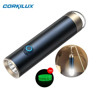 CORKILUX Vreckové EDC Keychain LED Baterky Typ-C, USB Nabíjateľné 18650 Mini Pochodeň Outdoor Camping Svietidlo S Difúzorom