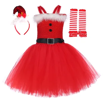 Dievčatá Detí Červené Oblečenie Santa Claus Roztomilý Christmas Elf Kostým Klobúk Nový Rok Fantázie Oblečený
