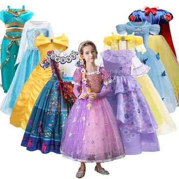 Dieťa Snehulienka, Popoluška Rapunzel Elsa Bella Kostým Dievča, Halloween, Vianoce, Karneval Šaty Deti Večerné Šaty Princezná