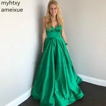 Dlho Sexy Dlhé Emerald Večer Zelené Šaty Špagety Popruhy Večerné Šaty Vrecká Riadok Backless Šaty Župan De Soiree 2023