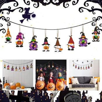 Drevené Farebné S Klobúk 24PCS Domov Halloween Pre Dovolenku Tému S Lanom a Dekorácie Trpaslíci Dodávky Strany Ornament Domova