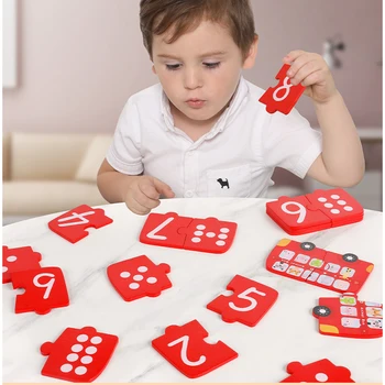 Drevené Montessori Matematika Hračky, Skladačky Dosková Hra Puzzle Pre Deti Učia Vzdelávania Zodpovedajúce Počítanie Počtu Interctive Hry Hračky