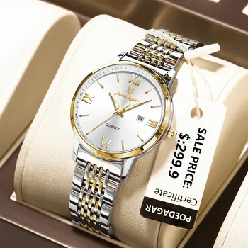 Dámske Náramkové hodinky Luxusné Nepremokavé Svetelný Dátum Zlaté Hodinky Pre Ženy Šaty Nehrdzavejúcej Ocele, Quartz dámske Hodinky+Box 2023 Nové