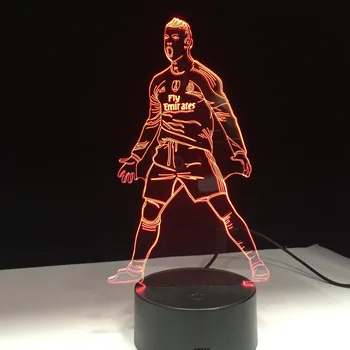 Futbal futbal Prehrávač 3D Lampa Model Akryl Panel Zmena LED Base Nočné Svetlo Nový Rok Dar Rodine Dekorácie Dropship