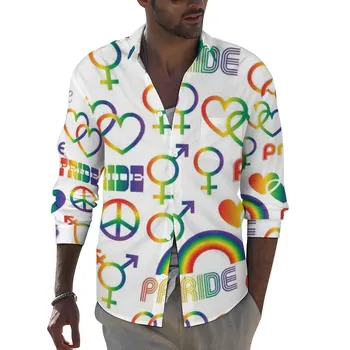 Gay Pride Zábavné Bežné Tričko Mužov LGBT Láska Tričko Jeseň v Pohode, Blúzky Dlhý Rukáv, Vzor Nadrozmerné Oblečenie