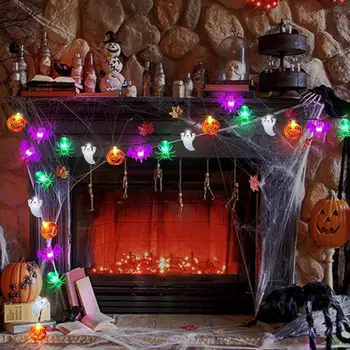 Halloween String Svetlo S Diaľkovým Ovládaním Nepremokavé 8 Svetelné Režimy Batériové Bat Spider Tekvica String Svetlo