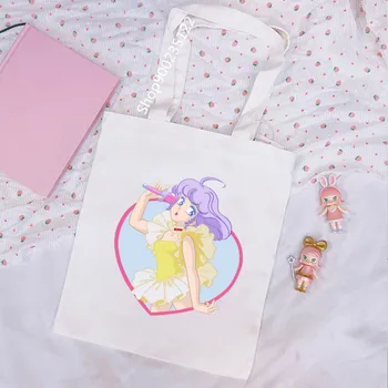 Kawaii Krémová Mami Ženy Shopper Bežné Anime Eko Taška Ženy Bavlnená Taška Plátno Tote Bag Nákupné Tašky Dievča Textílie Strane Tašky
