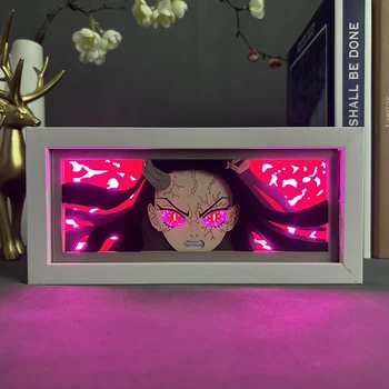 Kimetsu Č Yaiba Rez Papiera Tieňový Box pre Domáce Dekorácie Manga Tabuľka Stolná Lampa Anime Light Box Nezuko Kamado Démon Vrah