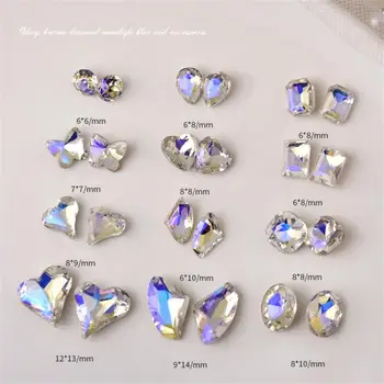 Klinec Crystal Moonlight Blue Diamond Šperky Krivý Broskyňa Srdce Aurora Motýľ Poukázal Na Spodnej Sklo Drahokamu Na Nechty, Dekorácia
