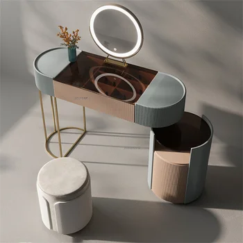 Kreatívny Dizajn Príborníky pre Spálne Nábytok Moderný Toaletný Stolík so Zrkadlom Skrinka na odkladanie vecí Integrované make-up Márnosť Stôl