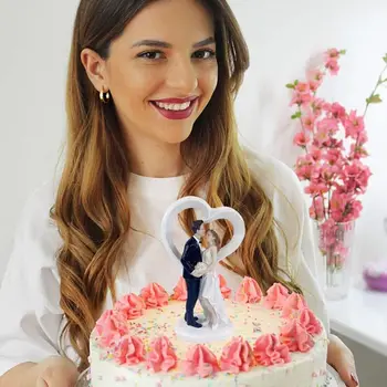 Kvalita Roztomilý Živice Darček Cake Dekorácie Pár Ozdoby Nevestu a Ženícha, Figúrky Svadobnú Tortu Vňate Na Svadbu