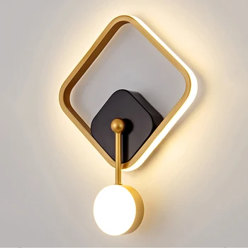 LED Stenové Svetlo Nočná Chodba Lampa Moderný Minimalistický Interiér Domáce Dekorácie Čierna Biela 15W Krúžok Štvorcové Nástenné svietidlo