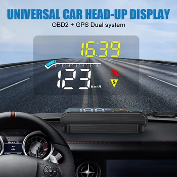 LEEPEE M17 OBD GPS Head Up Displej Digitálny Auto Elektronika Príslušenstvo Auto HUD Rýchlomer čelné Sklo Projektor pre Všetky Autá