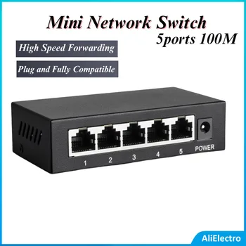Mini Sieťový Prepínač YYS-1005 10/100m 5Ports Vysokej Rýchlosti RJ45 100Mbps Fast Ethernet Siete Switcher