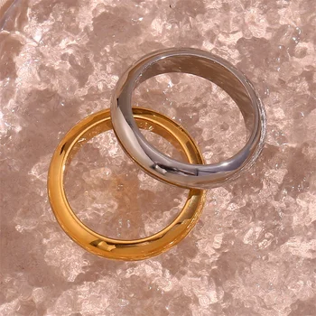 Minimalistický Zlato Strieborná Farba Robustný Krúžky Trendy Kolo Kruhu Nehrdzavejúcej Ocele, Prstene pre Ženy Hrubé Krúžky Ženské Svadobné Šperky