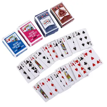 Modely Hračiek Dodávky Domáce Dekorácie Hrať Poker Karty Miniatúrne Hry Poker Miniatúrny Domček Pre Bábiky Mini Hracie Karty