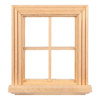 Obyčajný Štyri-table Okna Drobné Drevené Rámy Dom Dekorácie Mini Hračky Rekvizity Miniatúrne Nábytok Windows