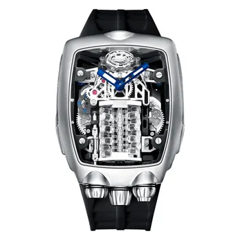 PINDU Mužov Automatické Hodinky 42mm Luxusné Tonneau Mechanické Náramkové hodinky Módne Svetelný 50M Nepremokavé Kostra NH05