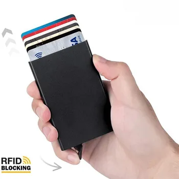 RFID Anti-theft Kefa Mužov a Žien z Hliníkovej Zliatiny Anti-magnetické Kreditnej Karty Box Smart Minimálne-tenké Pop-up Kovové Karty Taška