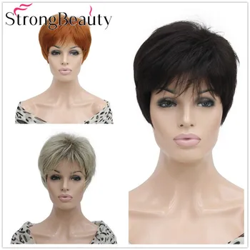 StrongBeauty Krátky Rovný Pixie Vrstvený Parochňu Ženy Syntetické Vlasy Lady Parochne Mnohých Farbách