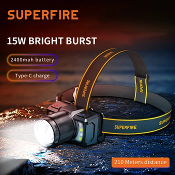 SuperFire HL25 silný svetlomet Senzor Svetlometu so vstavaným Batérie nabíjateľné led vedúci pochodeň Kempovanie, Rybárske Svietidla