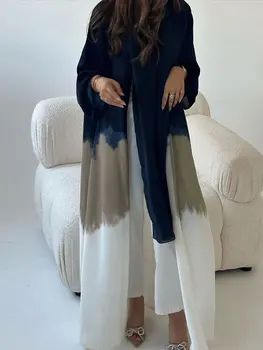 Tie-dye Abaya pre Ženy Islamské Oblečenie Otvoriť Abayas Kimono Moslimských Dlhé Šaty Dubaj Večer Skromné Oblečenie, Sveter Kaftan 2023