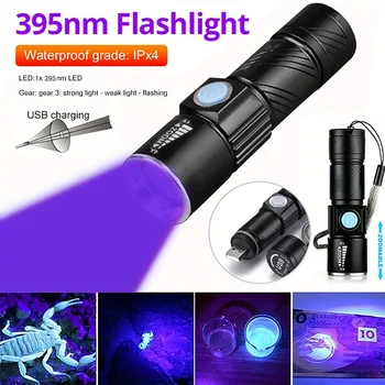 UV 395nm Baterka Ultrafialové Lampy Blacklight Mini Baterka, UV žiareniu, Baterka pre Pet Mačka Moss Moču