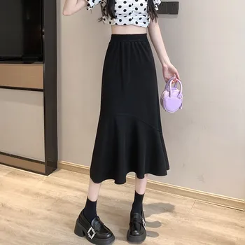 V lete roku 2023 nové patchwork fishtail sukne kórejská verzia čerstvé A-line sukne univerzálny high-pás jednoduchý sukne ženy