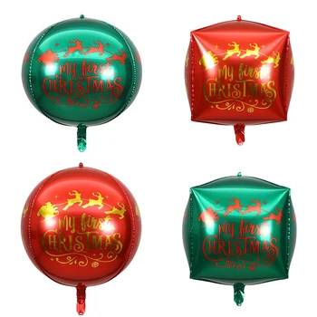 Veselé Vianoce Fóliové Balóniky Zelená Červená Kolo Box Tvar Hélium Balóniky pre Vianočné Ozdoby 2023 Nový Rok Party Dodávky