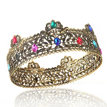 Vintage Kráľovná Kráľ Tiaras a Koruniek Pre Ženy, Mužov Diadem Headpiece Sprievod Ples Royal Vlasové Ozdoby Hlavy Príslušenstvo Šperky