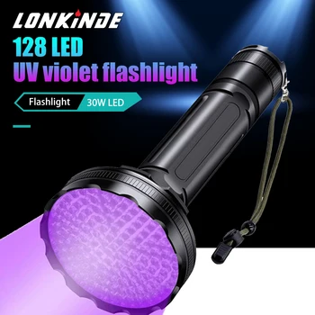 Vodotesný, Prenosný 128 LED UV žiarenie Ultrafialové Kontrola Baterky Lampy Multifunkčné 395nm Fluorescenčný Detektor, Osvetlenie, Blesk