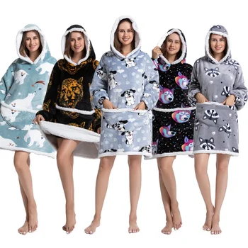 Vonkajšie Termálne Pyžamo Zahustiť Flanelové Nadrozmerné Nositeľné Prikrývky Sleepwear Plavky Predĺžiť Teplé Oblečenie, Oblečenie Pre Voľný Čas