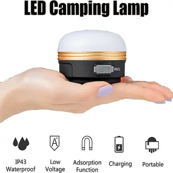 Vysoký Výkon LED Camping Svetlo Nabíjateľné s Magnetom základné Sily Banka pre Vonkajší Stan Prenosné Núdzové Svietidlo Turistika