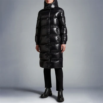 Zimné nové žien odnímateľnou kapucňou strednej dĺžky nadol bunda y2k vysokej kvality pribrala teplé vrecko na zips šnúrkou bavlna kabát