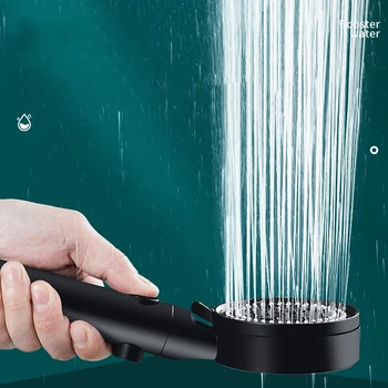 Čierna 5 Režime Nastaviteľné Vysoký Tlak Sprcha Hlavu Úsporu Vody S Jedno-tlačidlo Stop Vody Sprchový Držiak Hadice Kúpeľňových Doplnkov