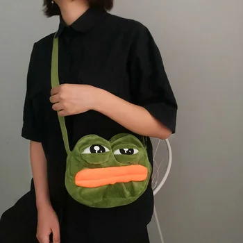 Ženy roztomilý zábavné malá taška cez rameno ženy nového roku 2023 osobnosti plyšové messenger taška karikatúra roztomilý žaba taška